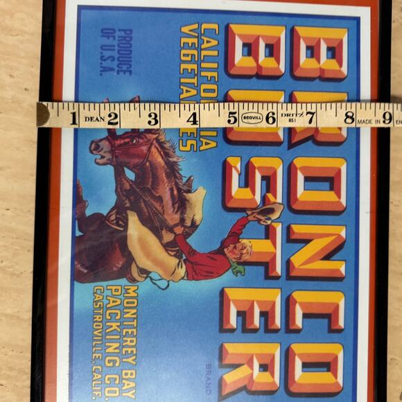 Western Rodeo Bronco Buster Calif Vegetables Crate Label Advertisement Framed - Picture 2 of 7